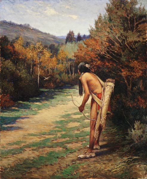 Taos Hunter (oil on canvas) van Carl Moon