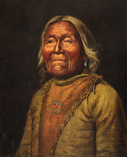 Nar-Ah-Kee Gie Etsu, Old Apache Scout (oil on canvas) van Carl Moon