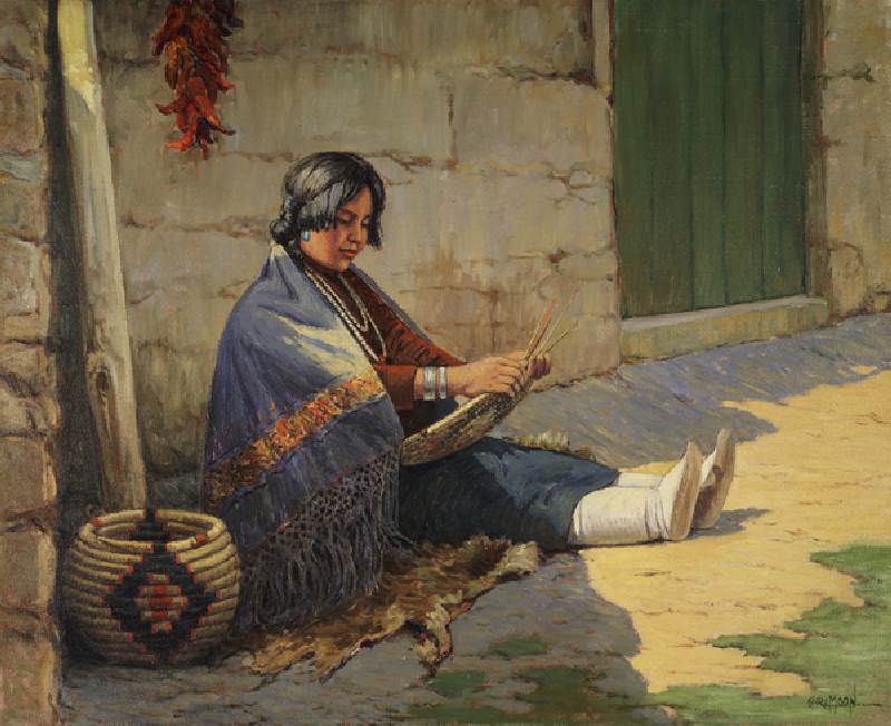 Hopi basket-maker (oil on canvas) van Carl Moon