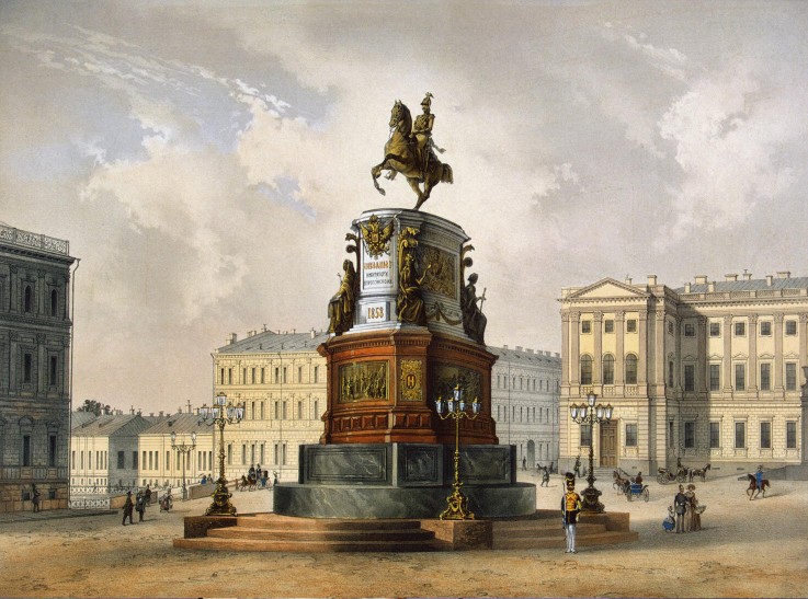 View of the Monument to Emperor Nicholas I on Saint Isaac's Square van Carl Schulz