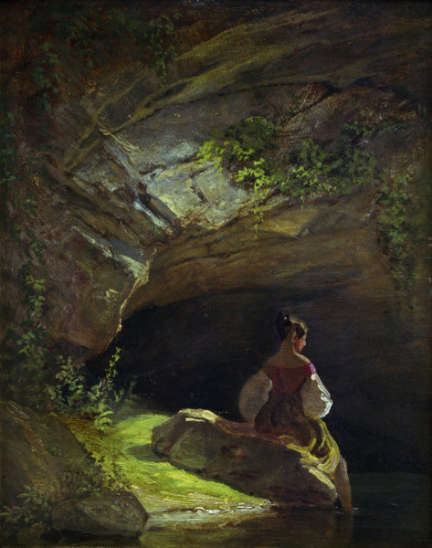 Spitzweg / Girl at the Grotto / Painting van Carl Spitzweg