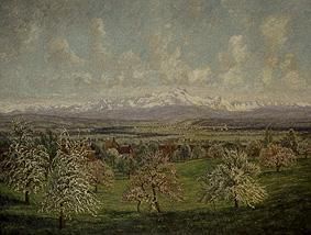 Blühende Obstbäume im Thurtal (Schweiz) van Carl Theodor Meyer-Basel
