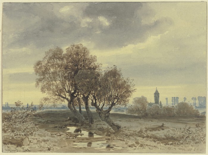 Tree group at a river van Carl Theodor Reiffenstein