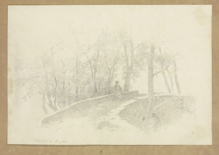 Stone bridge in Walluf van Carl Theodor Reiffenstein