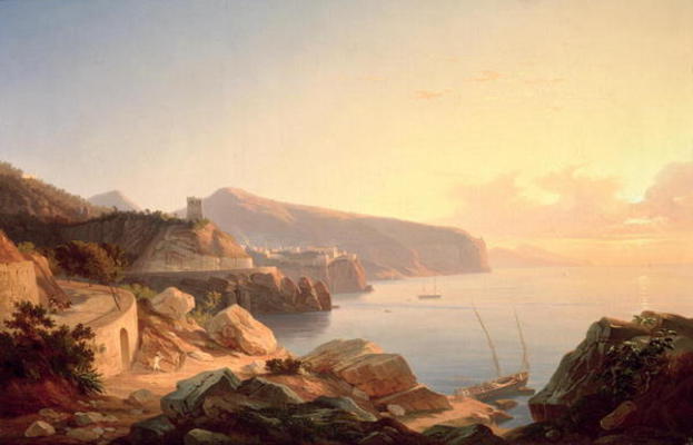 The Gulf of Sorrento, near Vico, c.1855 (oil on canvas) van Carl Wilhelm Götzloff