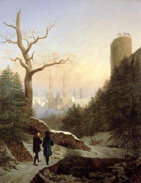 Winter Landscape with Gothic Church, 1821 (oil on canvas)