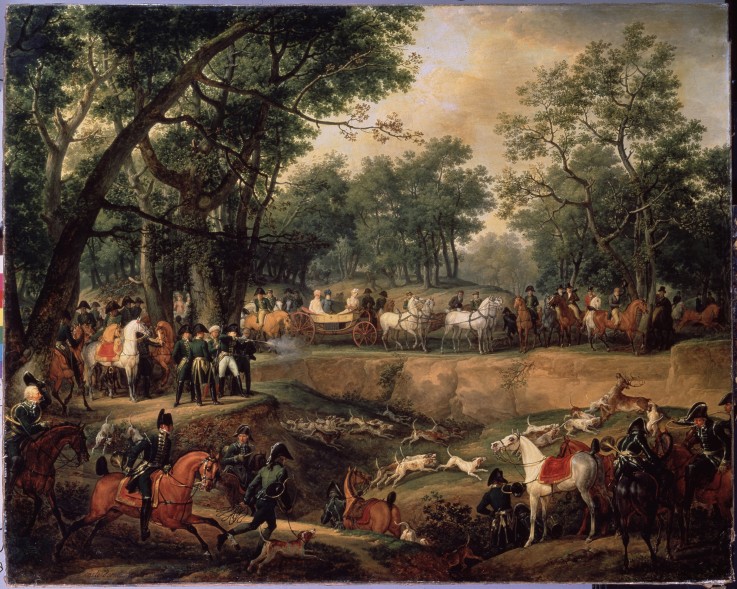 Napoleon on a Hunt in the Compiègne Forest van Carle Vernet
