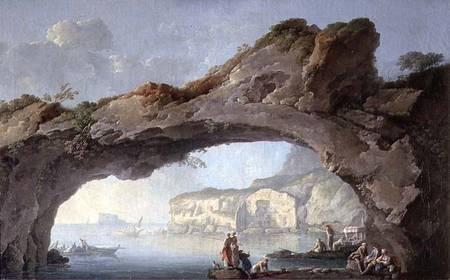 A Great Rock Arch with a view through to the Sea of Naples van Carlo Bonaria or Bonavia