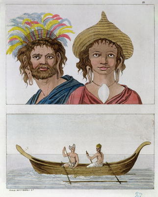 Inhabitants of Easter Island, from 'Le Costume Ancien et Moderne' by Jules Ferrario, c.1820 (coloure van Carlo Botticelli
