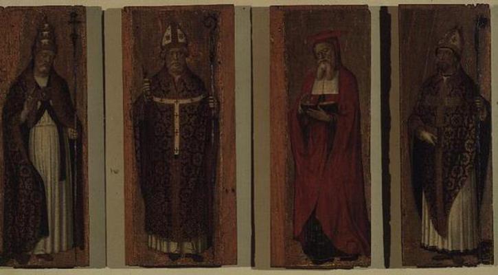 St. Gregory, St. Ambrose, St. Augustine, St. Jerome (polyptych) van Carlo Braccesco