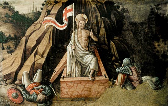 The Resurrection, right hand predella panel from the San Silvestro polyptych van Carlo Crivelli