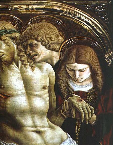 Lamentation of the Dead Christ, detail of St. John the Evangelist and Mary Magdalene, from the Sant' van Carlo Crivelli