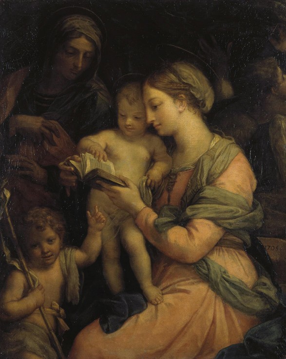 Madonna Teaching the Infant Christ Reading van Carlo Maratta