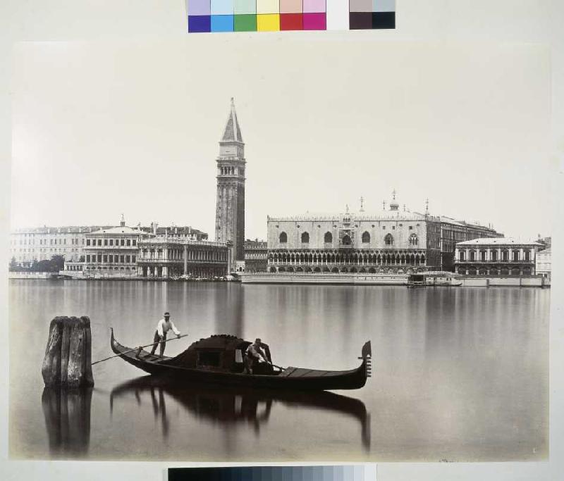 Venedig: Blick auf Markusbibliothek, Campanile und Dogenpalast van Carlo Naya