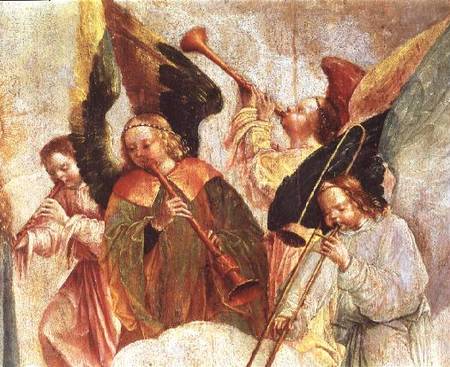 Four angels playing instruments (fresco) (detail van Carlos