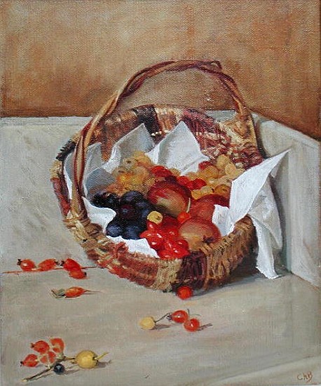 Basket of Fruit (oil on canvas)  van Caroline  Hervey-Bathurst