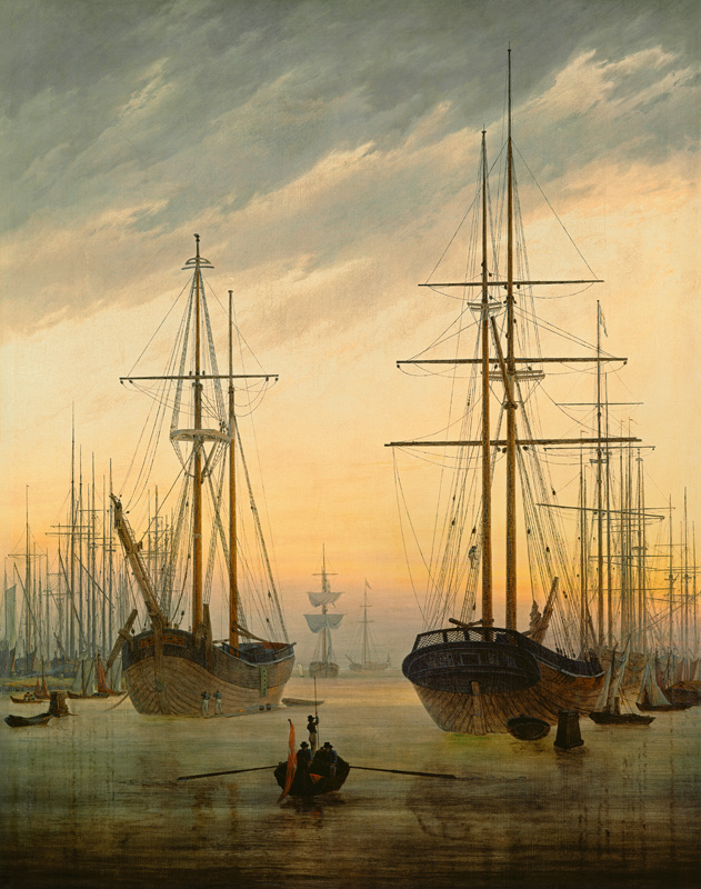 Uitzicht van een haven van Caspar David Friedrich
