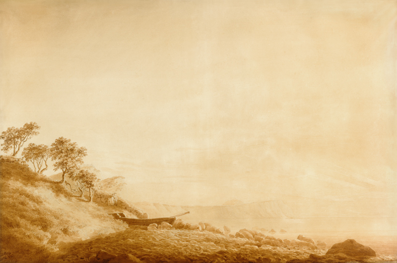 Blick auf Arkona mit aufgehender Sonne van Caspar David Friedrich