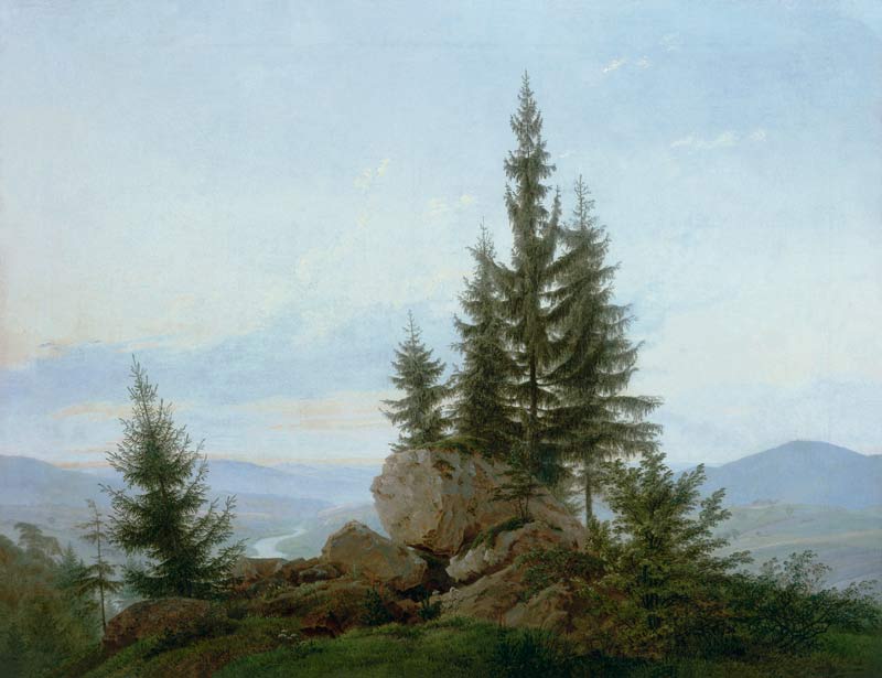 Blick in das Tal der Elbe van Caspar David Friedrich
