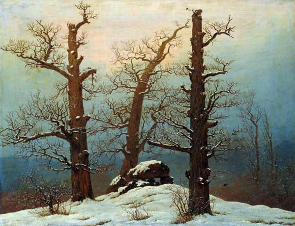 Hünengrab im Schnee van Caspar David Friedrich