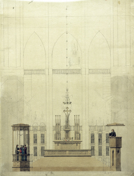 Altar room with baptistry van Caspar David Friedrich