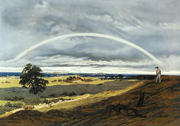 Landschaft mit dem Regenbogen van Caspar David Friedrich