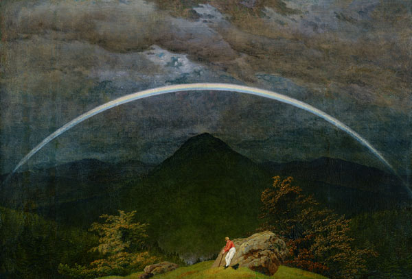 Gebirgslandschaft mit Regenbogen van Caspar David Friedrich