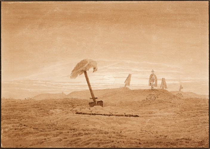 Landscape with Graves van Caspar David Friedrich