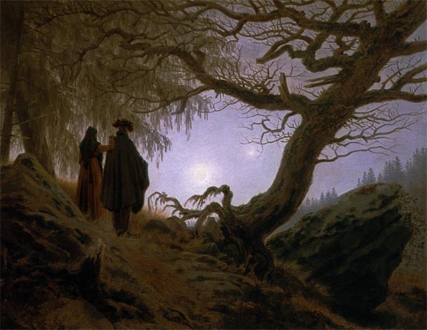 Mann und Frau den Mond betrachtend van Caspar David Friedrich