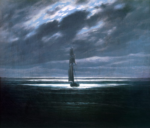 Schip bij maanlicht  van Caspar David Friedrich