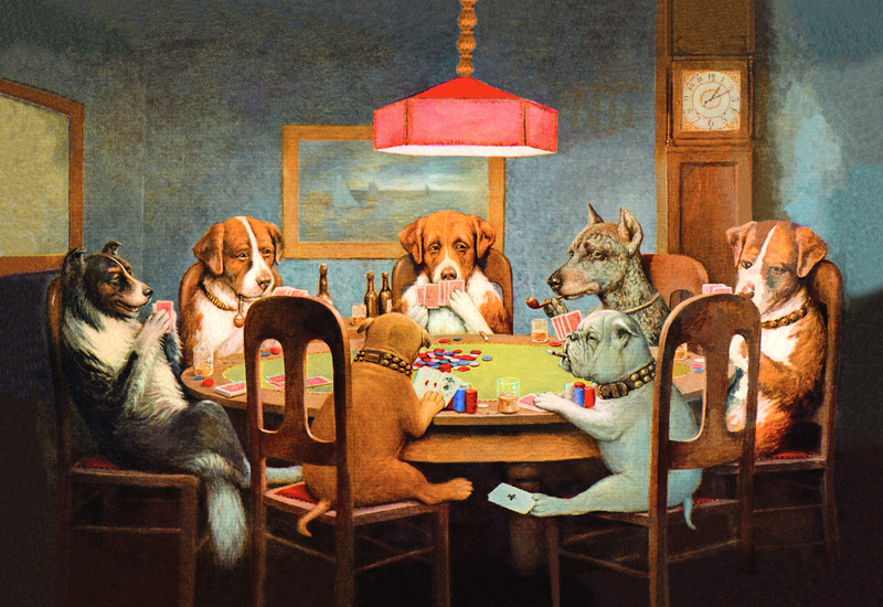 Passing the Ace Under the Table (Dog Poker) van Cassius Marcellus Coolidge