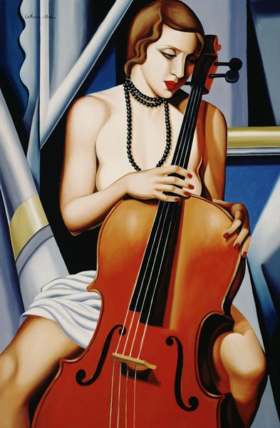 Woman with Cello van Catherine  Abel