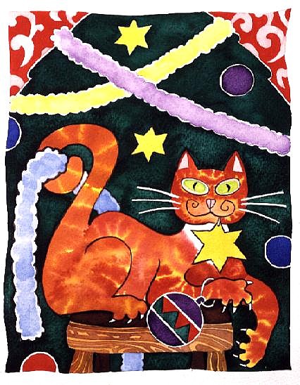 Christmas Cat with Decorations  van Cathy  Baxter