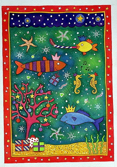 Fishy Christmas, 1997 (w/c and pastel on paper)  van Cathy  Baxter