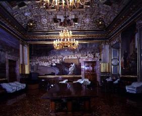 The 'Sala Maccari' (Maccari Room) richly decorated with gilt stucco and scenes of Roman history, det
