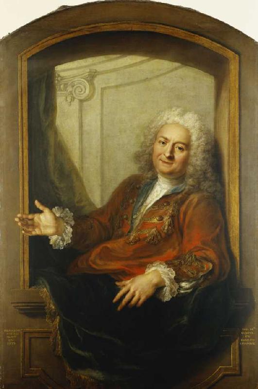Portrait von Monsieur Dupille in einer Loge van Charles Antoine Coypel