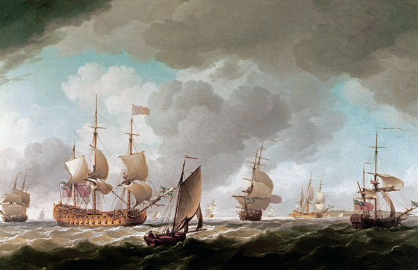 An English Vice-Admiral of the Red and his Squadron at Sea van Charles Brooking