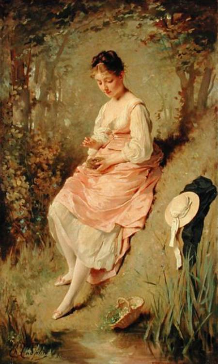 Young Girl with a Nest van Charles Chaplin