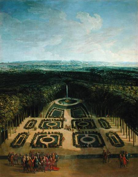 Promenade of Louis XIV (1638-1715) in the Gardens of the Grand Trianon van Charles Chastelain
