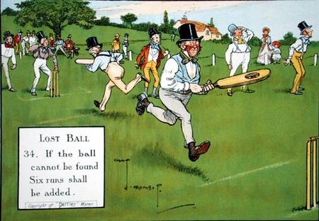 Lost Ball (34), from 'Laws of Cricket' van Charles Crombie