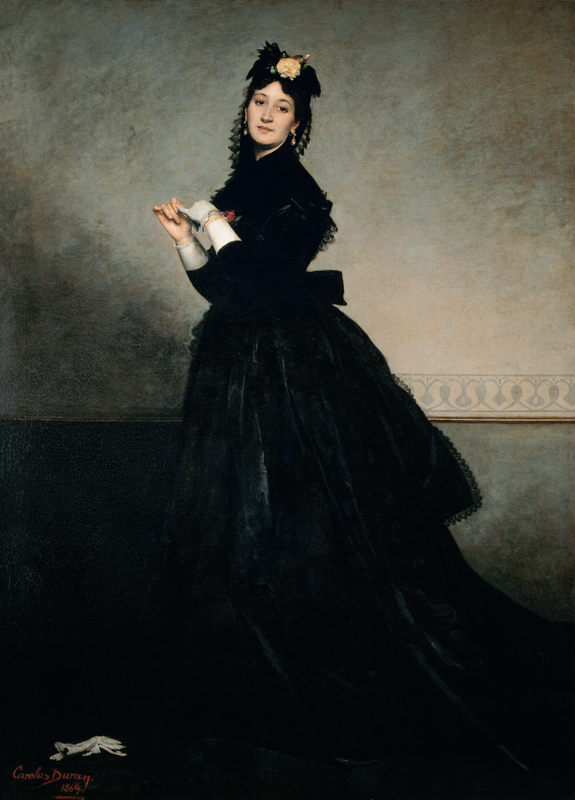Die Dame mit dem Handschuh (Madame Carolus-Duran) van Charles Durant