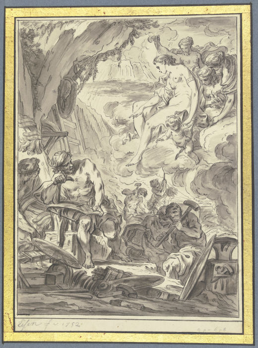 Venus in der Werkstatt des Vulkan, der die Waffen des Aeneas schmiedet van Charles Eisen