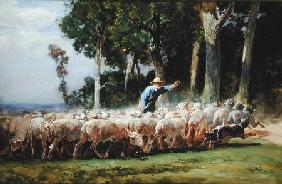 A Shepherd with a Flock of Sheep