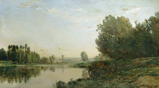 The Banks of the Oise, Morning van Charles-François Daubigny