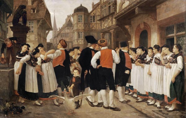 The Servants' Fair at Bouxwiller van Charles Francois Marchal