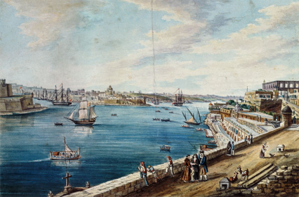 The Grand Harbour, Valletta, Malta van Charles Frederick de Brocktorff
