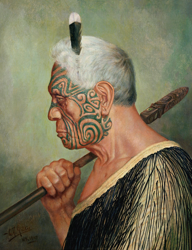 A Maori Warrior van Charles Frederick Goldie