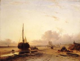Strand met vissersboten  - Charles Leickert