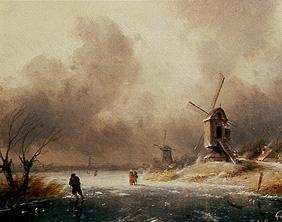 Winterlandschap - Charles Henri Joseph Leickert
