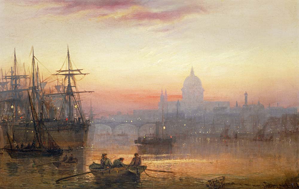The Pool of London at Sundown van Charles John de Lacy